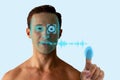 Biometrics concept, the identity person use artificial intelligence, machine learning, deep learning with facial recognition, iris