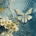 Biomimicry-inspired Butterfly With Flowers On Lace