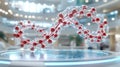Biomolecular Infinity: Red Spheres in Glassy Network, Futuristic Lab Setting Royalty Free Stock Photo