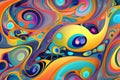 Biomorphic Abstract Pattern with Swirling Shapes and Vibrant Hues