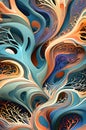 Biomorphic Abstract Pattern with Swirling Shapes and Vibrant Hues