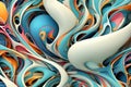 Biomorphic Abstract Pattern with Swirling Shapes and Vibrant Hues