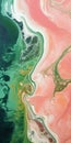 Biomorphic Abstraction: Ocean And Sea With Green And Pink Ridges