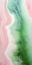 Biomorphic Abstraction: Ocean And Sea Land Art With Green And Pink Ridges