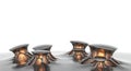 Biomorphic metallic podiums on liquid surface Royalty Free Stock Photo