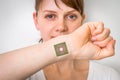 Bionic chip processor implant in female human body Royalty Free Stock Photo