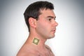 Bionic chip processor implant in male human body Royalty Free Stock Photo