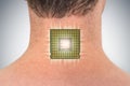 Bionic chip processor implant in male human body