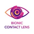Bionic contact lens futuristic logo template