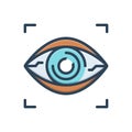 Color illustration icon for bionic contact lens, biometrics and transparency