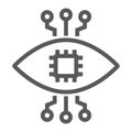 Bionic contact lens line icon, technology and eye, bionic eye sign, vector graphics, a linear pattern on a white