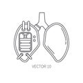 Bionic lungs and trachea prosthesis line icon. Bionic prosthesis. Biotechnology futuristic medicine. Future technology