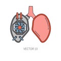 Bionic lungs and trachea prosthesis line icon. Bionic prosthesis. Biotechnology futuristic medicine. Future technology