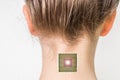 Bionic microchip implant in female human body Royalty Free Stock Photo