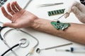 Bionic microchip inside human body - future technology and cybernetics concept.