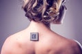 Bionic chip processor implant in female human body - future technology and cybernetics concept