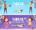 Bionic Prosthesis Banners Set Royalty Free Stock Photo