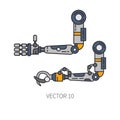 Bionic robot arm prosthesis line icon set. Bionic prosthesis limb. Biotechnology futuristic medicine. Future technology