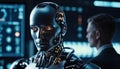 bionic robot cyborg close-up future technology. Generative ai. AI
