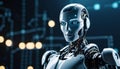 bionic robot cyborg close-up future technology. Generative ai. AI