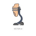 Bionic robot leg prosthesis color line icon. Bionic prosthesis limb. Biotechnology futuristic medicine. Future