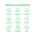 Biophilia green concept icons set Royalty Free Stock Photo