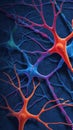 Biophotonics and biology science involve the study of glowing neuron networks and their complex neural cell synapse axon Royalty Free Stock Photo