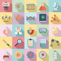 Biophysics icons set, flat style Royalty Free Stock Photo