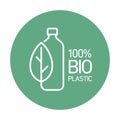 100% bioplastic, biodegradable, compostable vector line icon