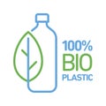 100% bioplastic, biodegradable, compostable vector line icon