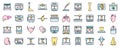 Bioprinting icons set vector color line Royalty Free Stock Photo