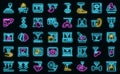 Bioprinting icons set vector neon Royalty Free Stock Photo