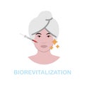 Biorevitalization flat icon. Colored element sign from cosmetology collection. Flat Biorevitalization icon sign for web