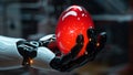 The biorobot holds a mock-up of an Easter egg in its hand,Generated by AI