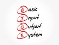 BIOS - Basic Input Output System acronym, technology concept background