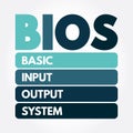 BIOS - Basic Input Output System acronym, technology concept background