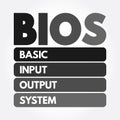 BIOS - Basic Input Output System acronym, technology concept background Royalty Free Stock Photo