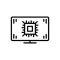Black line icon for Bios, chip and microchip Royalty Free Stock Photo