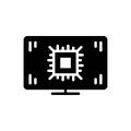 Black solid icon for Bios, chip and microchip Royalty Free Stock Photo