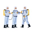 Biosafety workers with sprayers portables