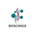 Bioscience logo vector. Template icon with molecul atom and dna.