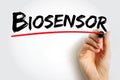 Biosensor is an analytical device, used for the detection of a chemical substance, text concept background Royalty Free Stock Photo