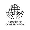 biosphere conservation outline icon. Element of enviroment protection icon with name for mobile concept and web apps. Thin line Royalty Free Stock Photo