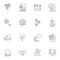 Biosphere line icons collection. Ecosystem, Diversity, Sustainability, Habitat, Interdependence, Adaptation, Biome