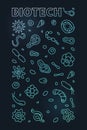 Biotech concept line vector colored vertical banner. Biotechnology outline modern illustration