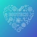 Biotech concept outline vector heart shaped modern banner - Biotechnology illustration