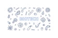 Biotech concept outline vector horizontal banner - Biotechnology Science illustration