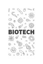 Biotech concept outline vector vertical banner - Biotechnology Science illustration