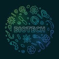 Biotech concept thin line vector round colorful banner - Biotechnology illustration