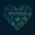 Biotech Heart concept line vector colored banner - Biotechnology Science outline illustration